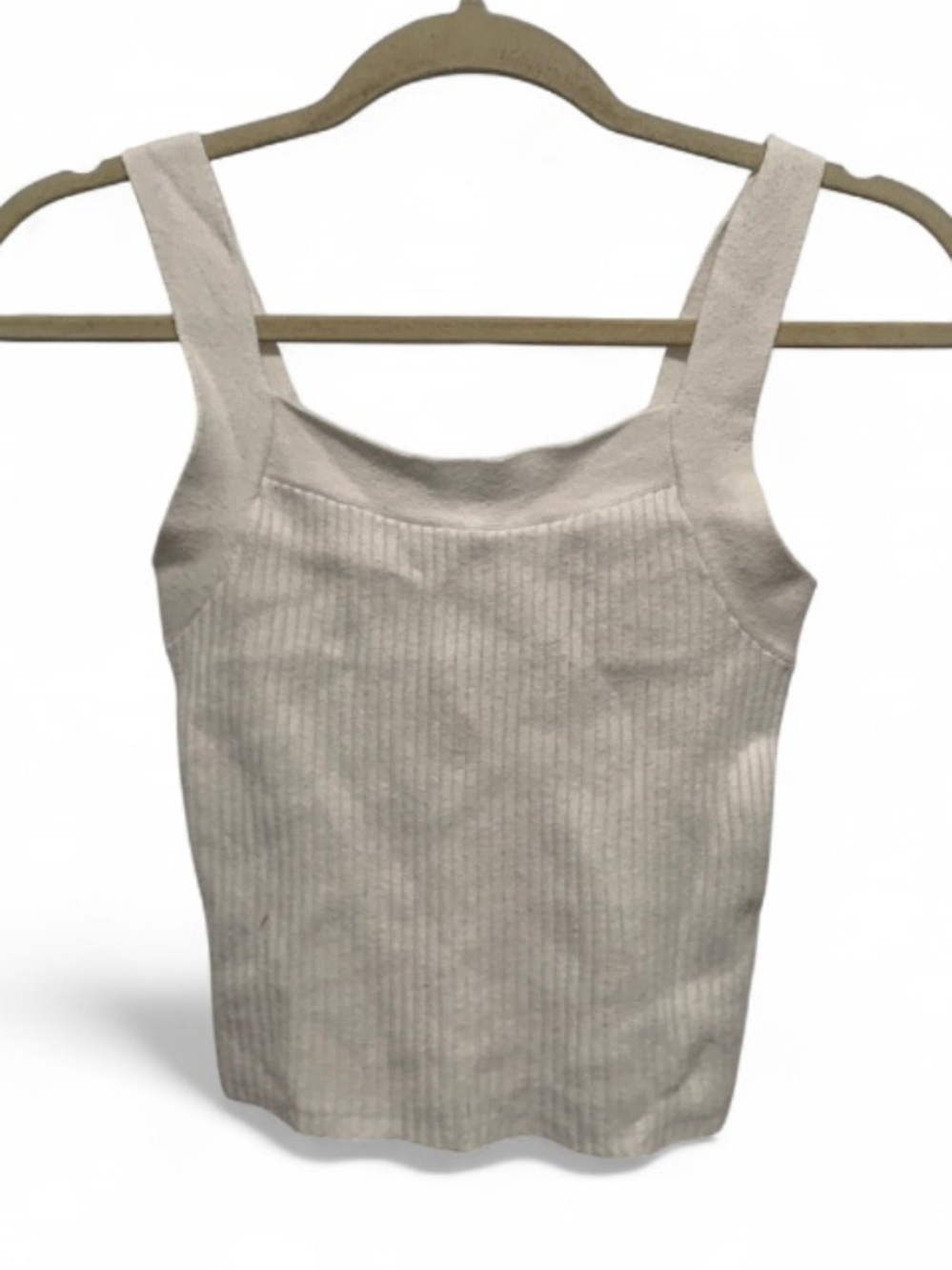 Abercrombie and Fitch White Ribbed Square-Neck Tank Top